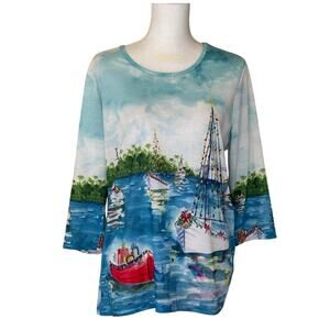 Coral Bay nautical holiday top, large, coastal, artsy, eclectic, whimsical
